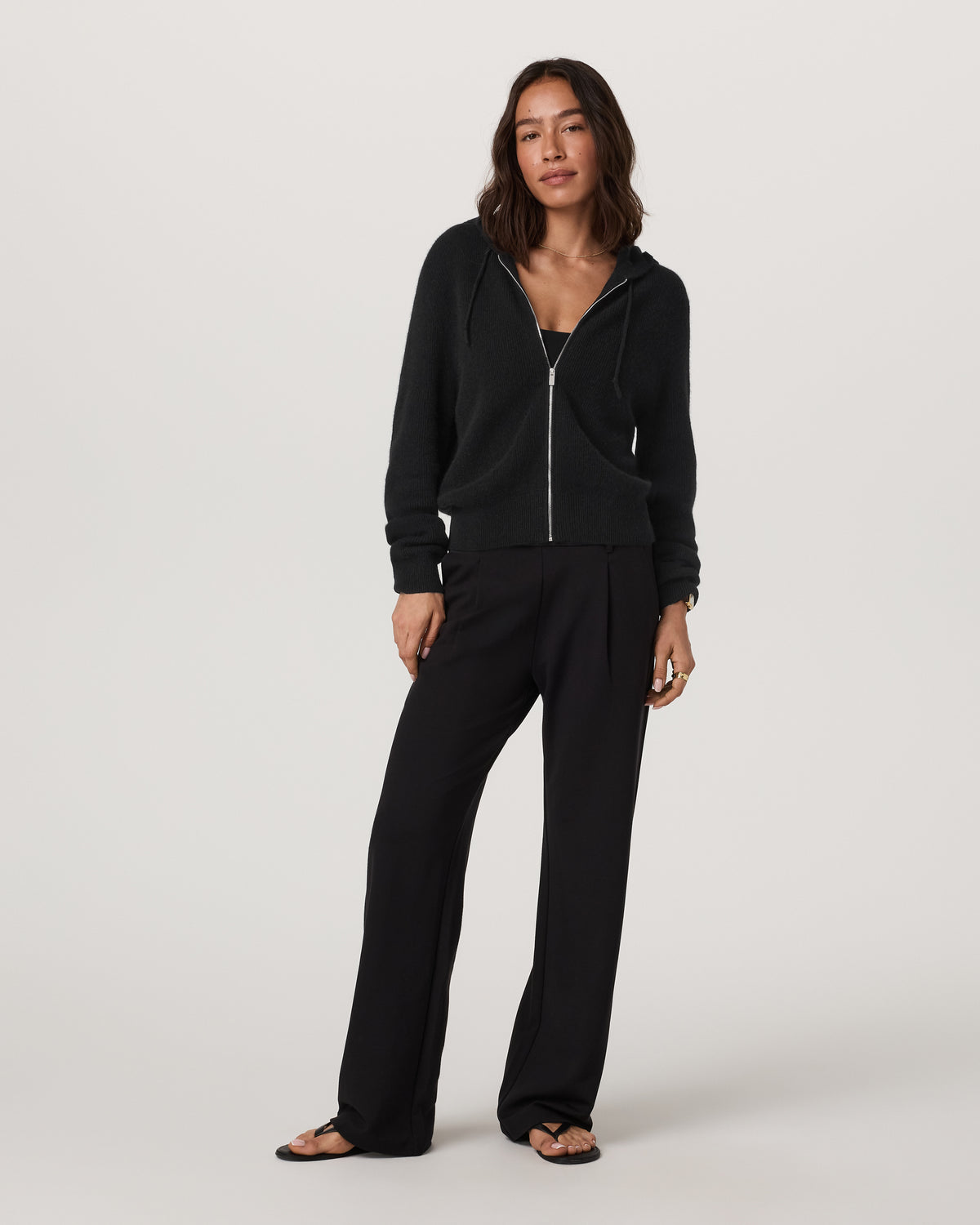 Émilie Cashmere Hoodie Women's Black Zip - Vuori