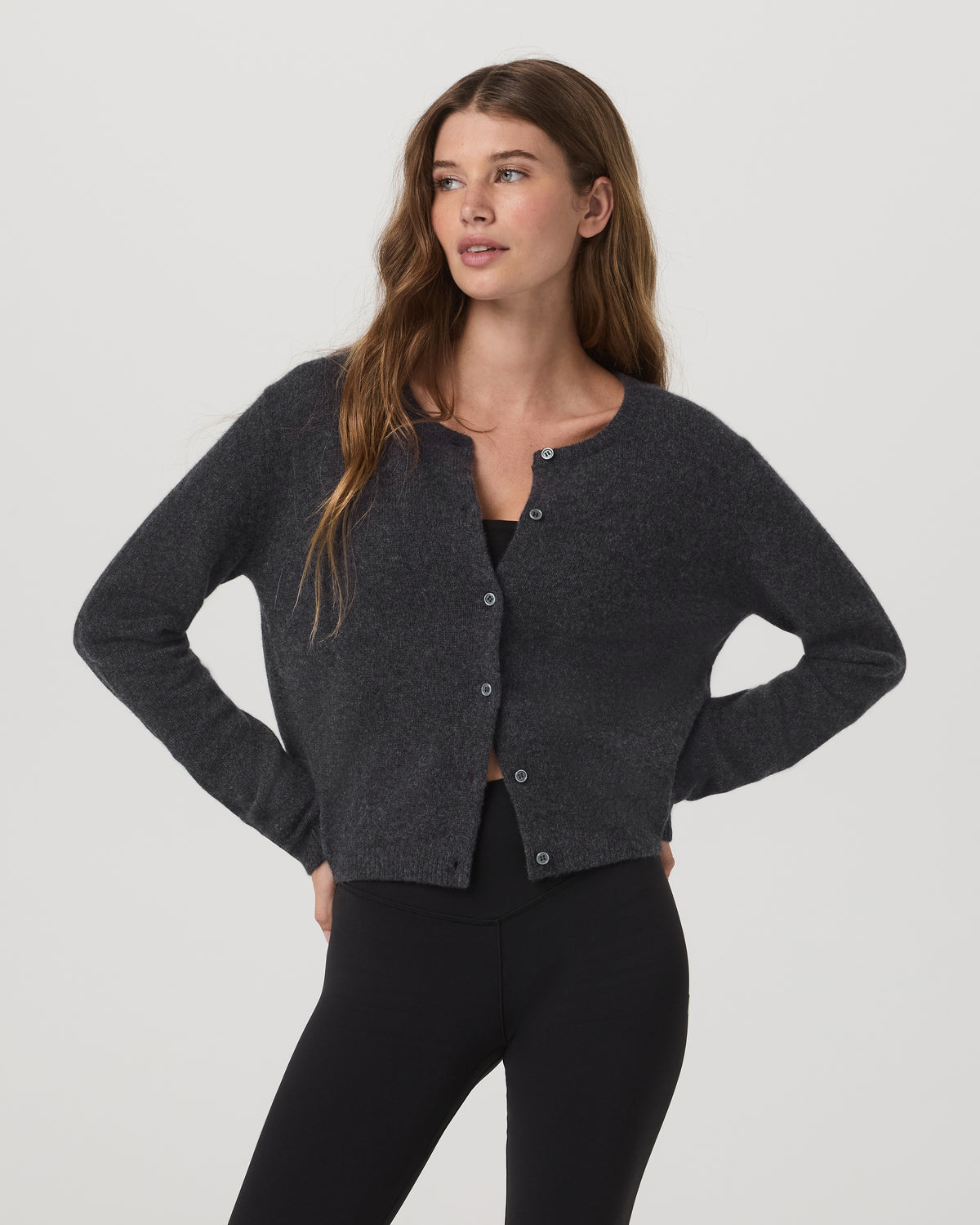 Émilie Cashmere Cardi Women's Charcoal Heather - Vuori