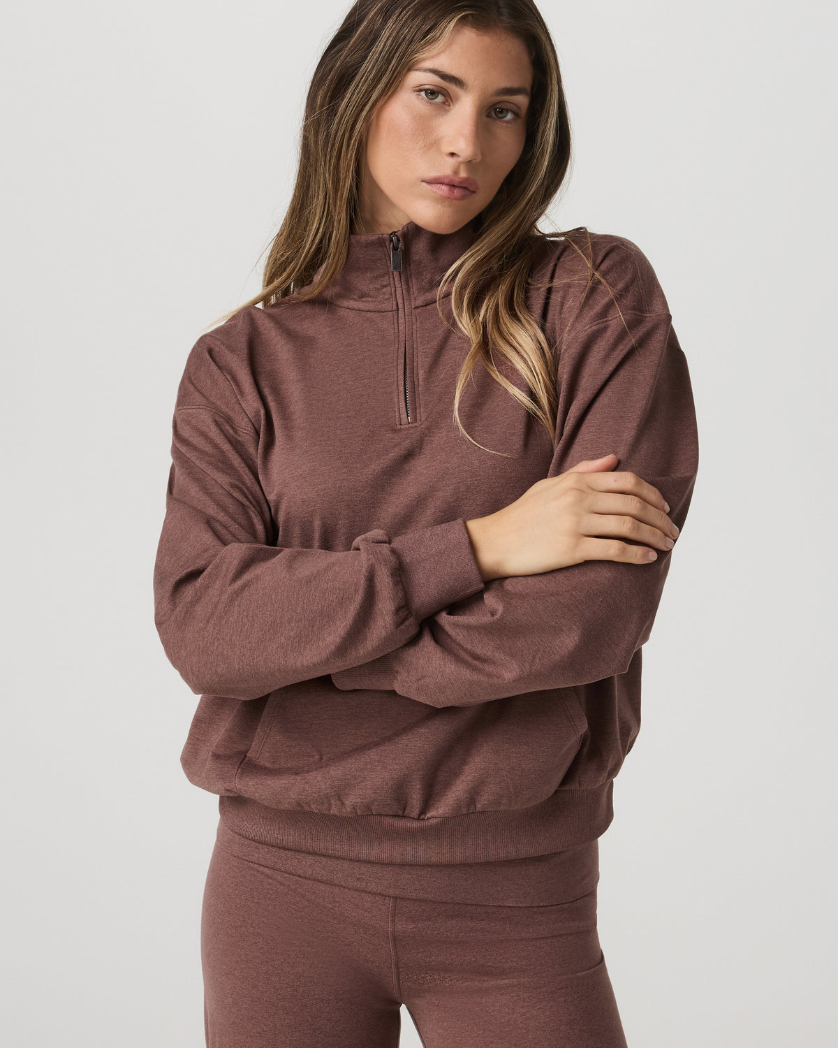 Granite Half Zip Women's Sable Heather Sweatshirt - Vuori