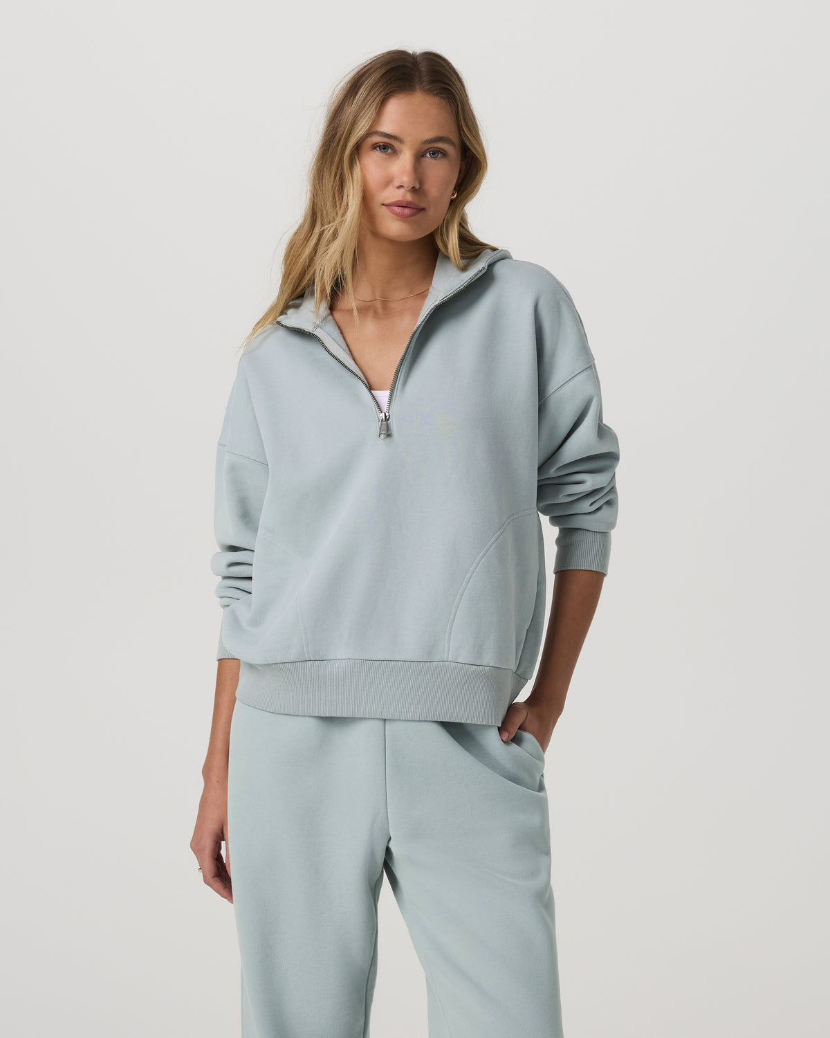 Restore Relaxed Half Zip Hoodie Blue Haze Jacket - Vuori