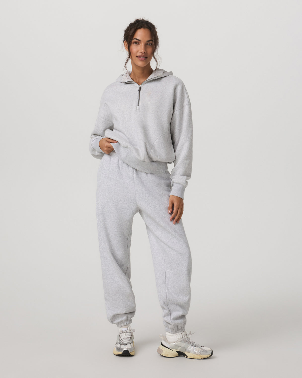 Restore Relaxed Half Zip Hoodie Pale Grey Jacket - Vuori