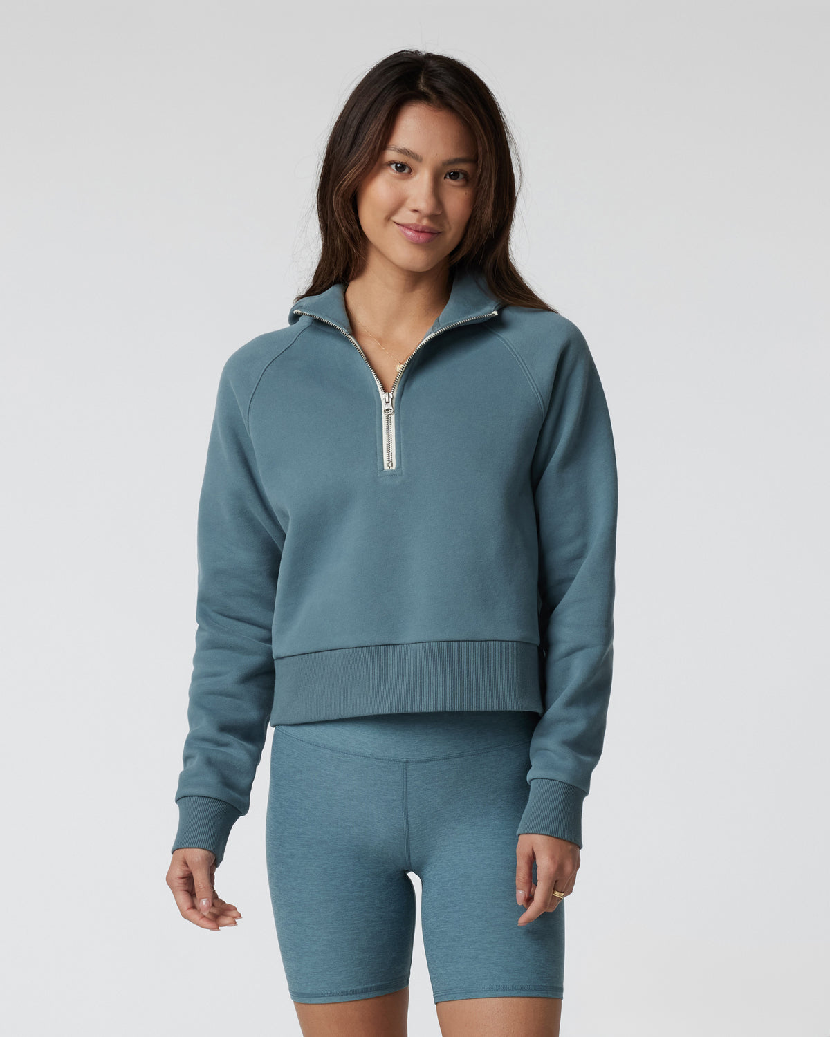 Restore Half Zip Hoodie Women's Smoke Blue Hoodie - Vuori
