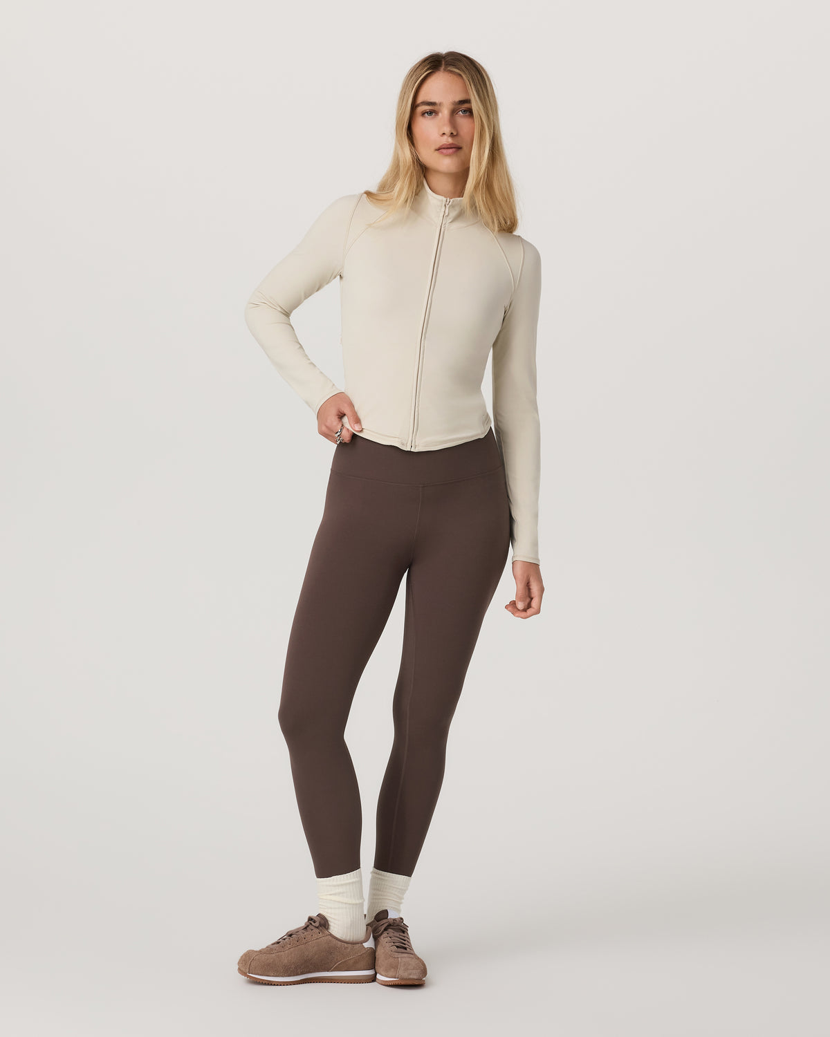 Vuori AllTheFeels™ Full Zip Women's Bone Fitness Jacket - Vuori