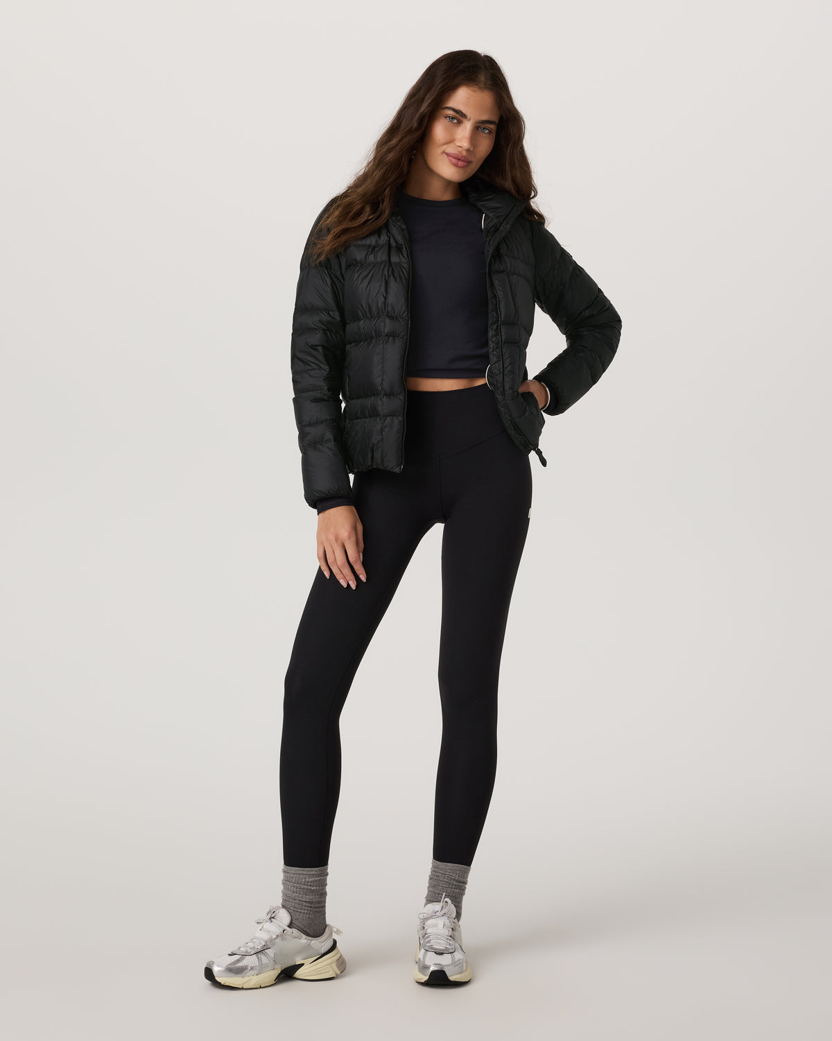 Women's Coordinate Packable Down Jacket Black Zip Up - Vuori