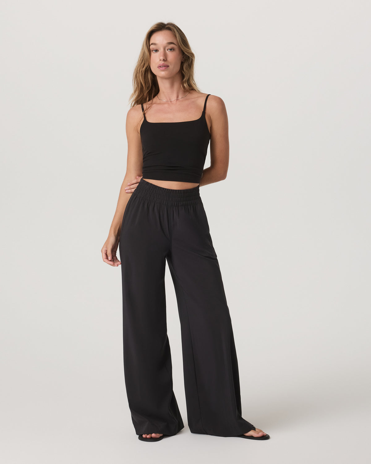 Villa Wideleg Black Lightweight Wide Leg Pants - Vuori