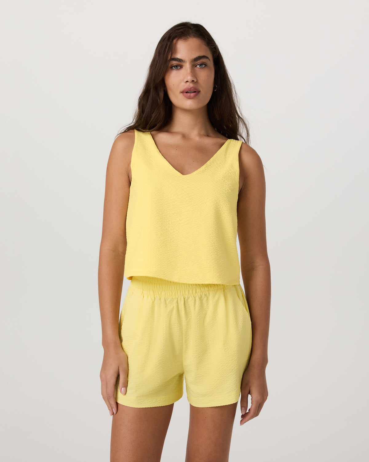 Villa Textured Crop Tank Sunlight - Vuori