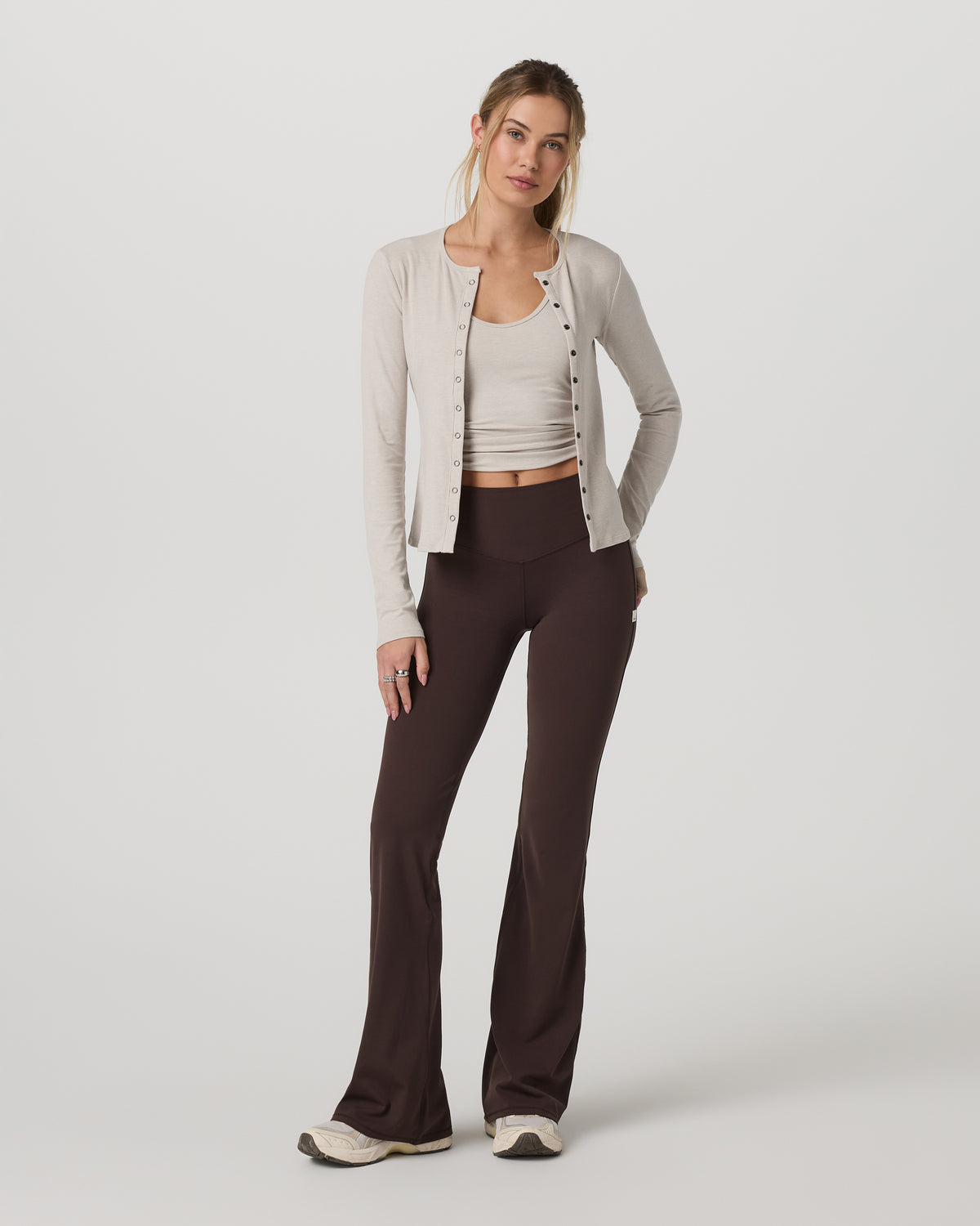 Long Sleeve Pose Twin Cardigan Women's Ecru Heather Top - Vuori