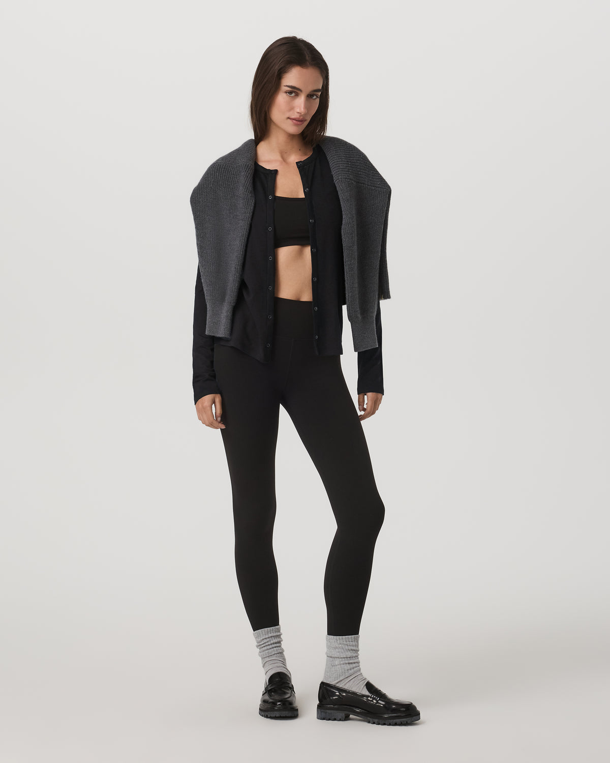Women's Long Sleeve Halo Snap Cardigan Black Heather - Vuori