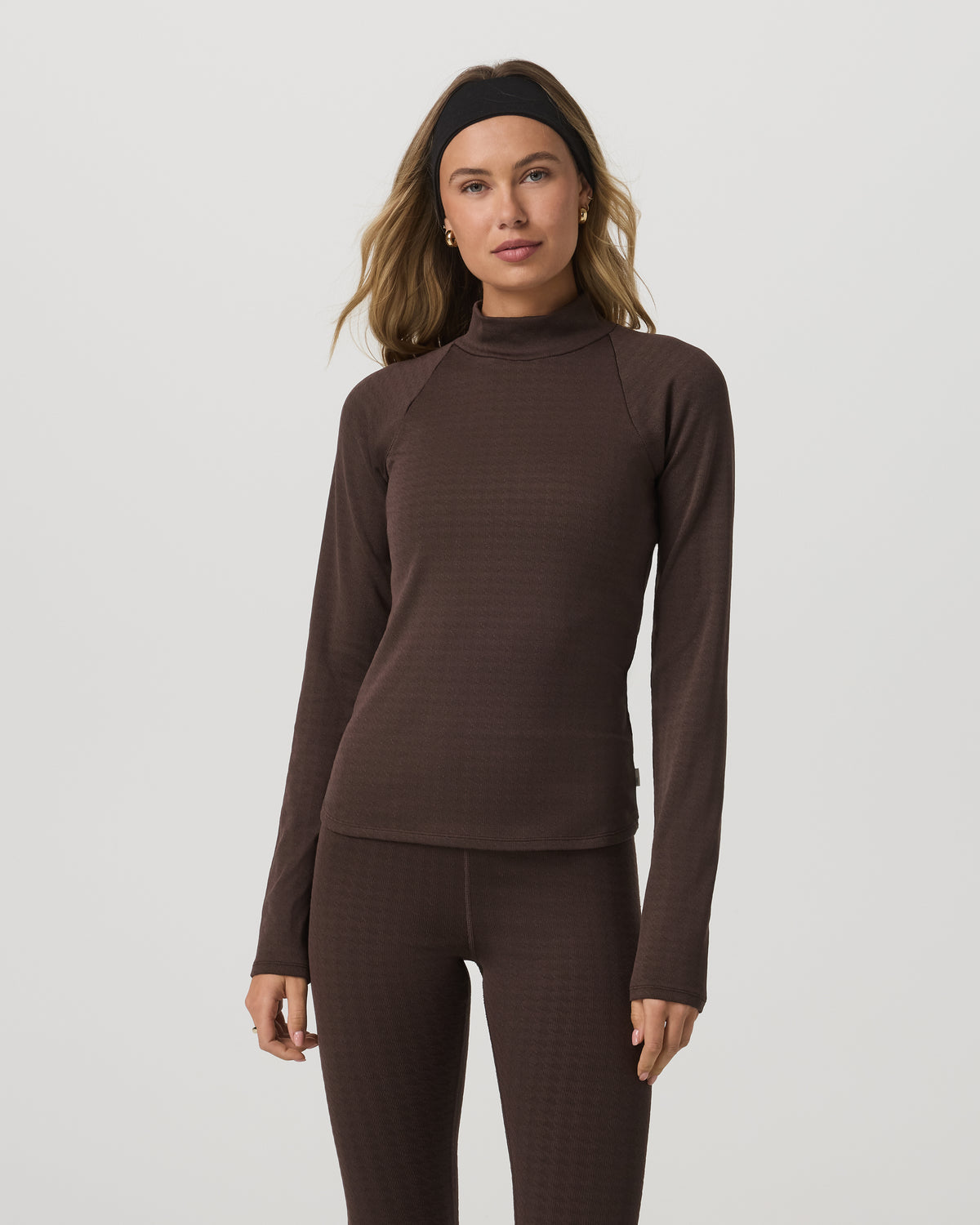 Long Sleeve Chilled Out Houndstooth Mock Java Houndstooth - Vuori