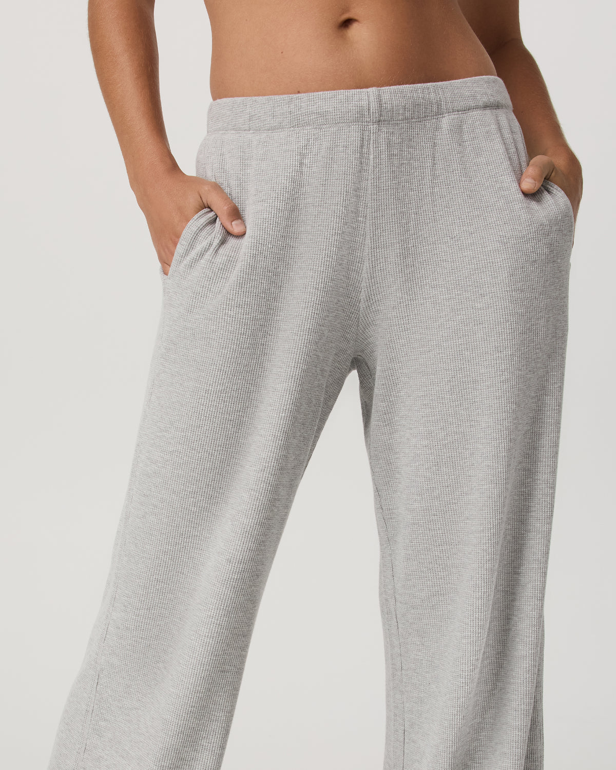 Waffle Wideleg Pant Women's Light Grey Waffle Knit Pants - Vuori