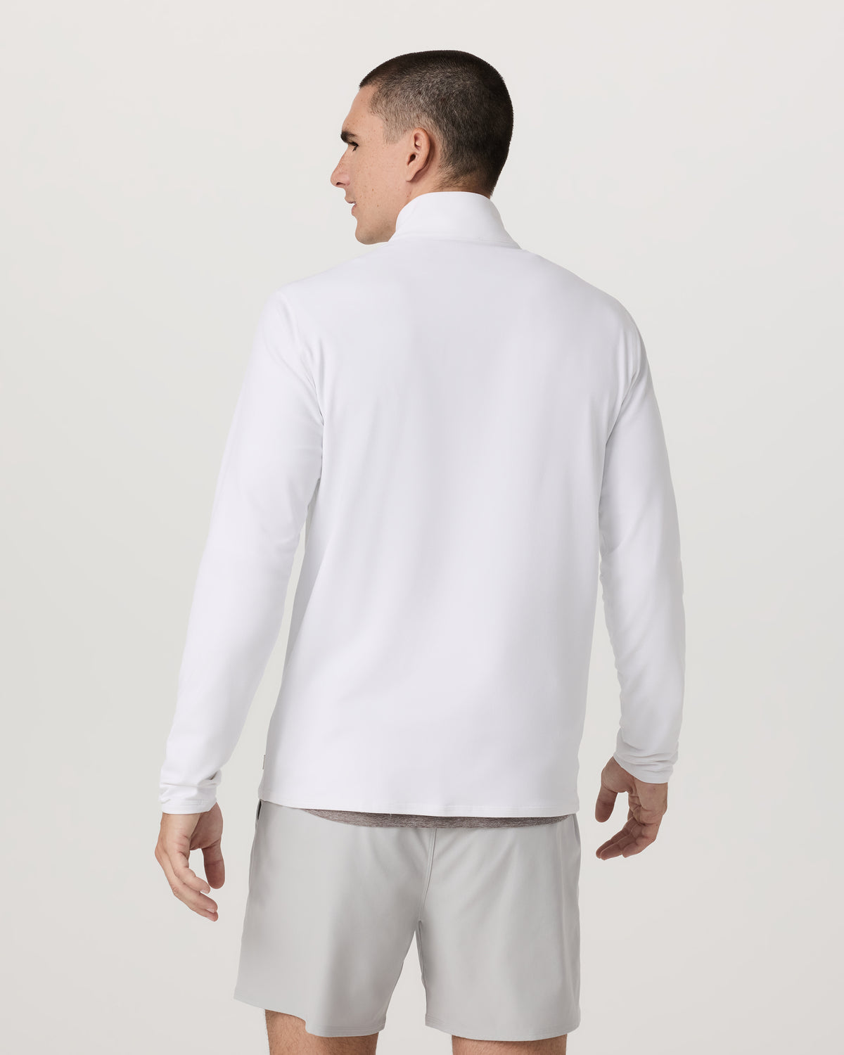 Ponto 1/2 Zip Mock Neck Men's White Mock Neck Top - Vuori