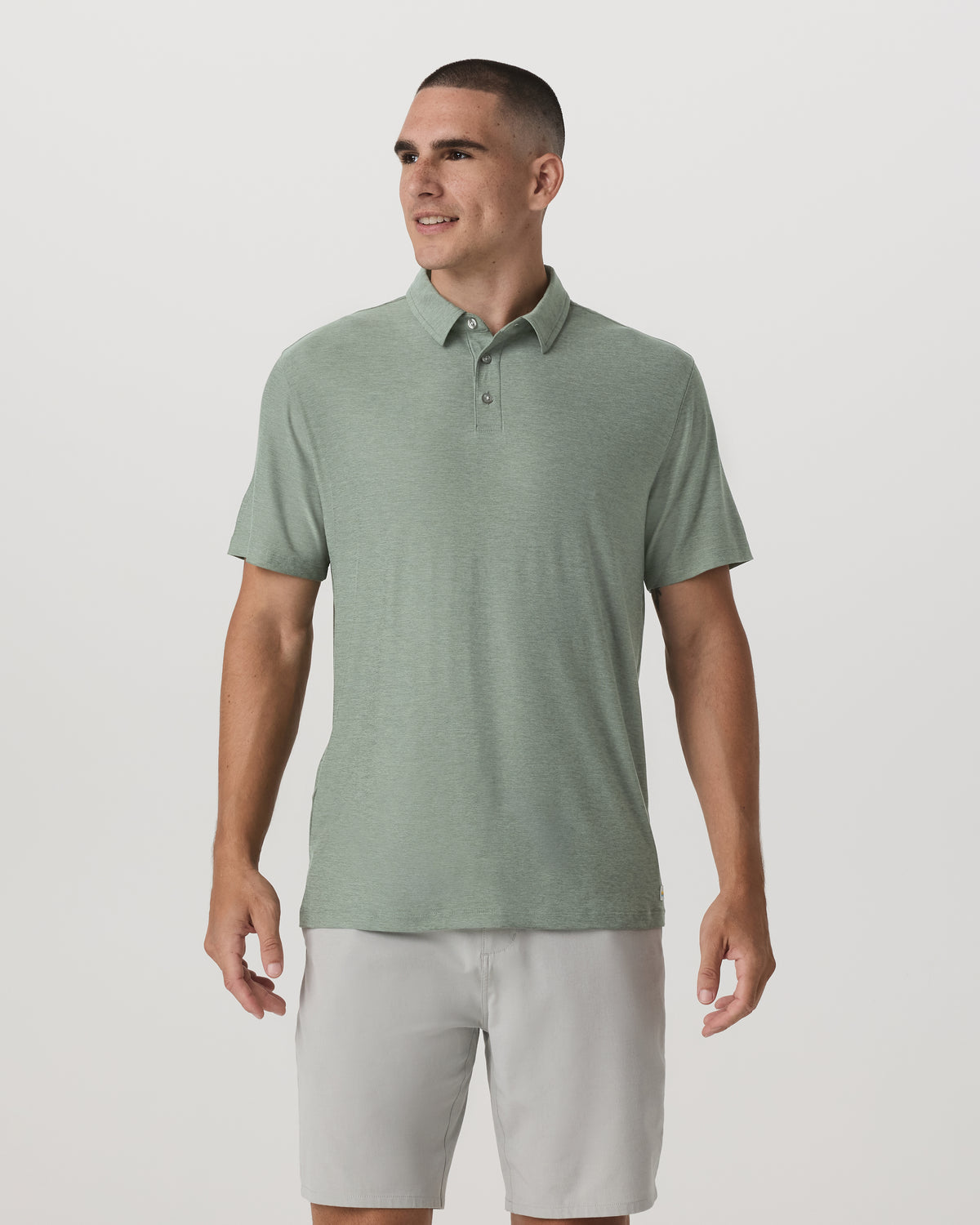 Strato Tech Polo Men's Thyme Heather Performance Shirt - Vuori
