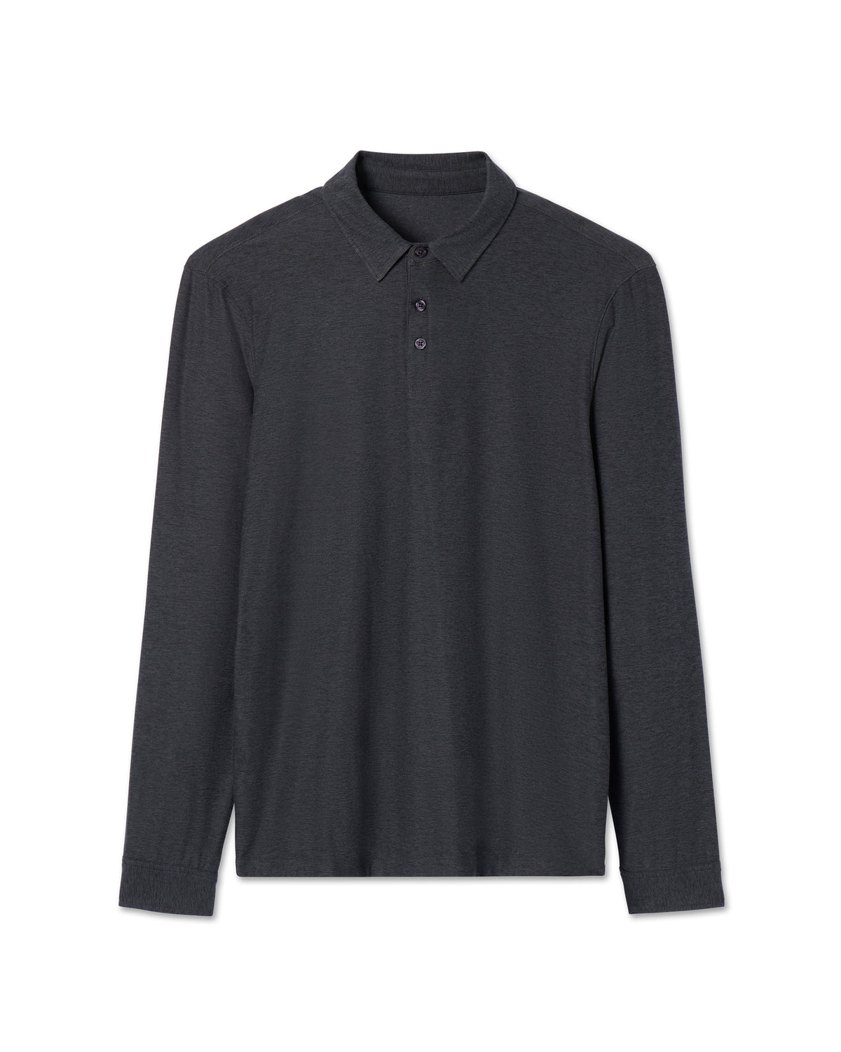 Long Sleeve Strato Tech Polo Charcoal Heather - Vuori
