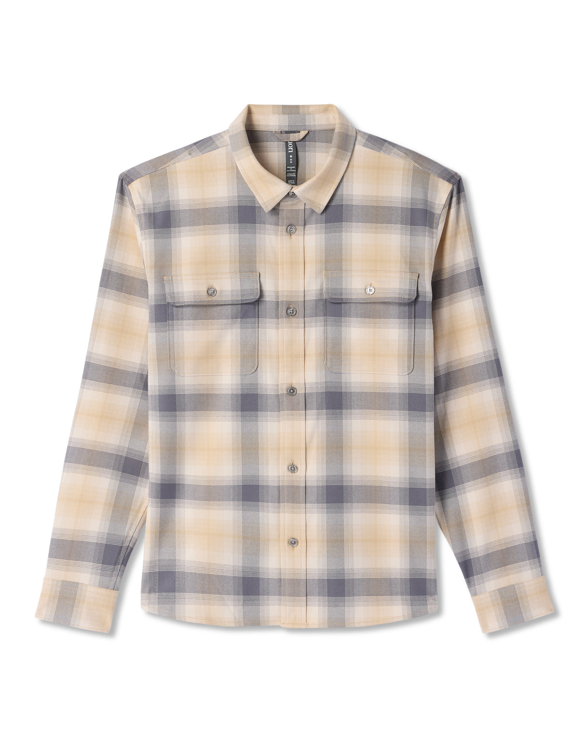 Long Sleeve Flannel Button Down Men's Cavern Grey Shirt - Vuori