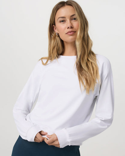 Halo Modern Crew Women's White Lounge Sweatshirt - Vuori