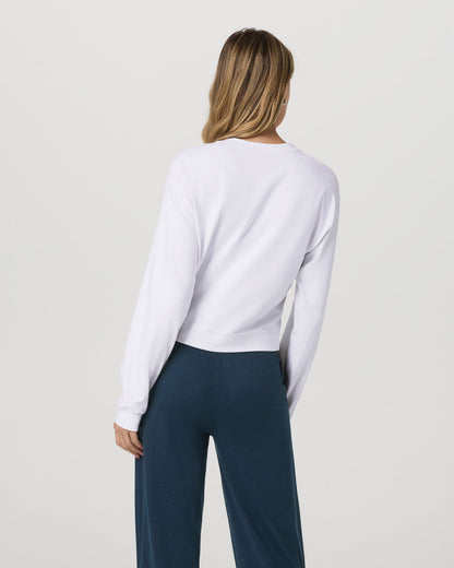 Halo Modern Crew Women's White Lounge Sweatshirt - Vuori