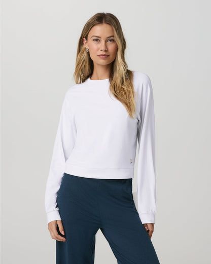 Halo Modern Crew Women's White Lounge Sweatshirt - Vuori