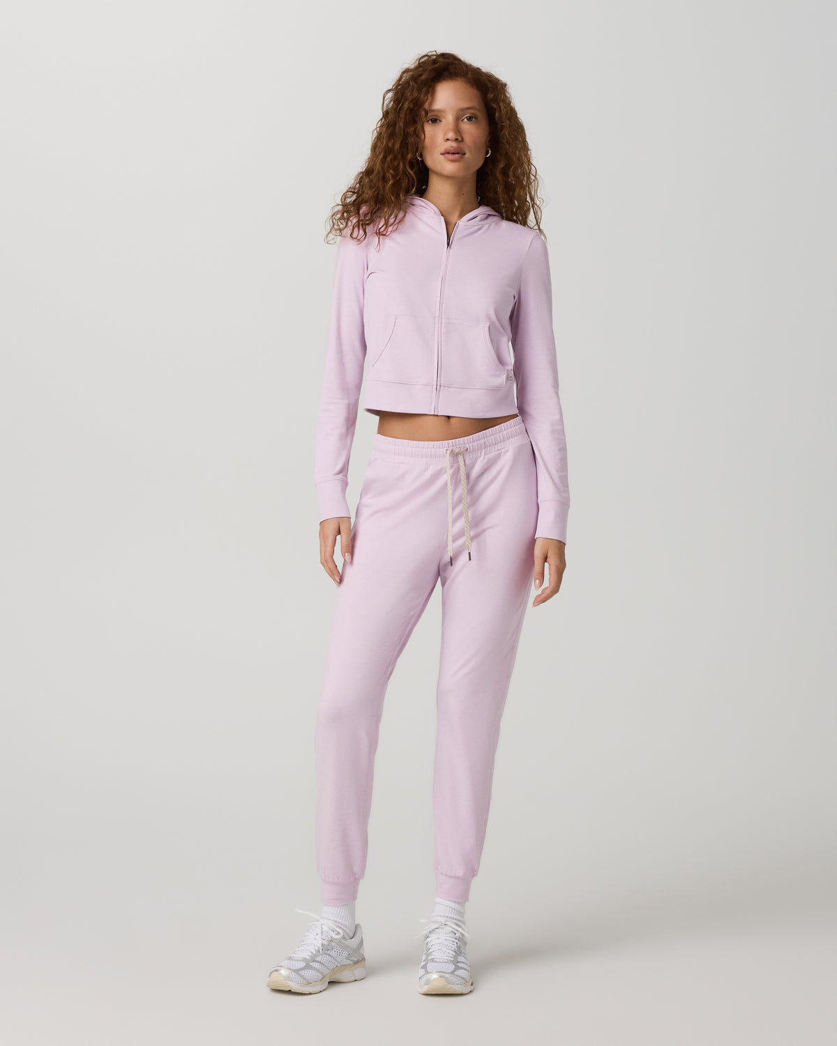 Halo Mini Full Zip Hoodie Lilac Breeze Heather Fitted Hoodie - Vuori