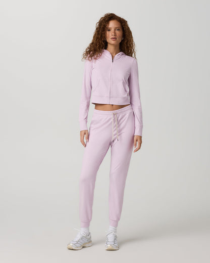 Halo Mini Full Zip Hoodie Lilac Breeze Heather Fitted Hoodie - Vuori
