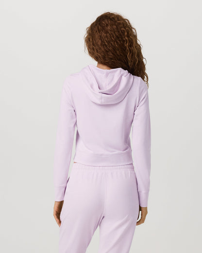 Halo Mini Full Zip Hoodie Lilac Breeze Heather Fitted Hoodie - Vuori