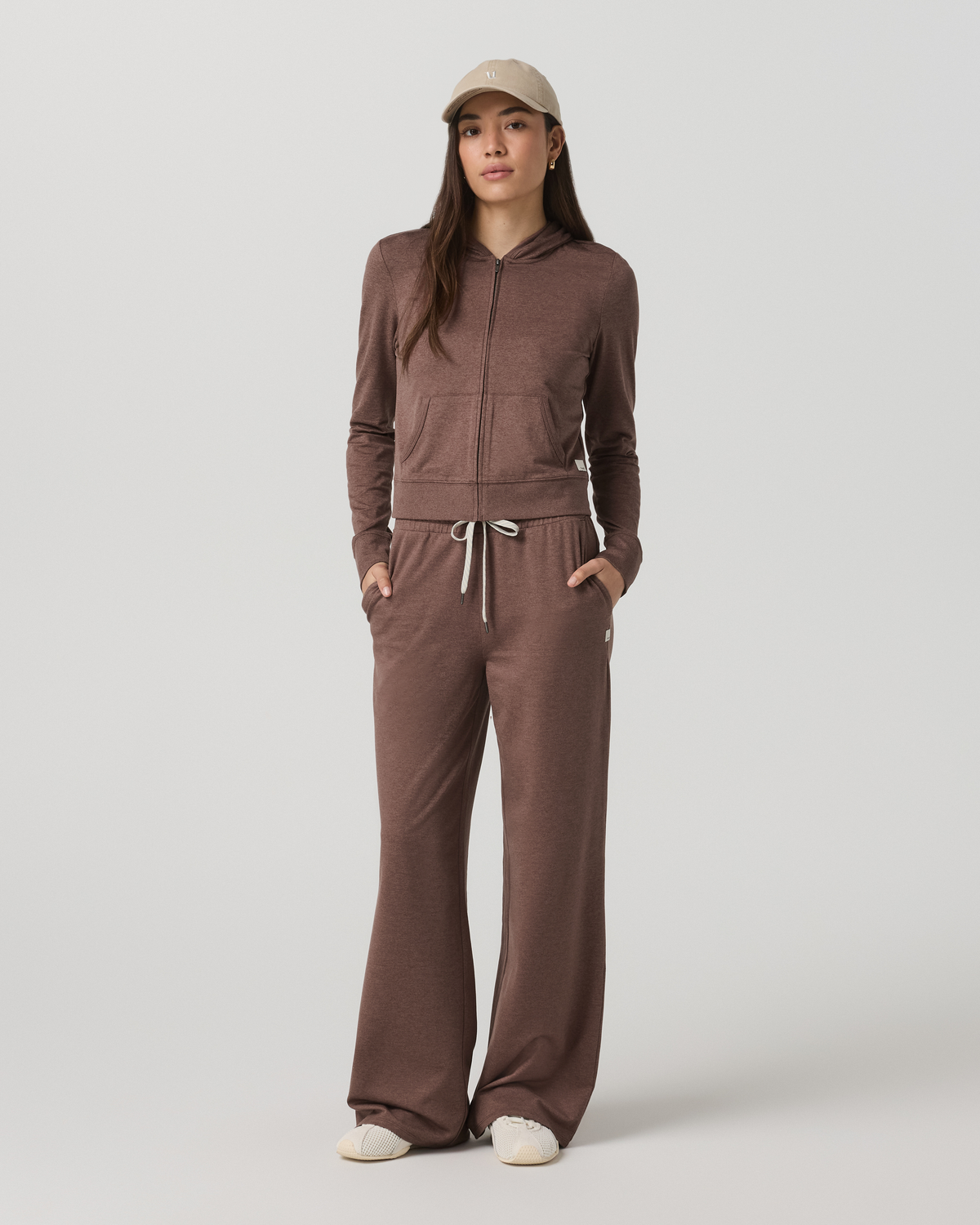 Halo Mini Full Zip Hoodie Women's Sable Heather Hoodie - Vuori