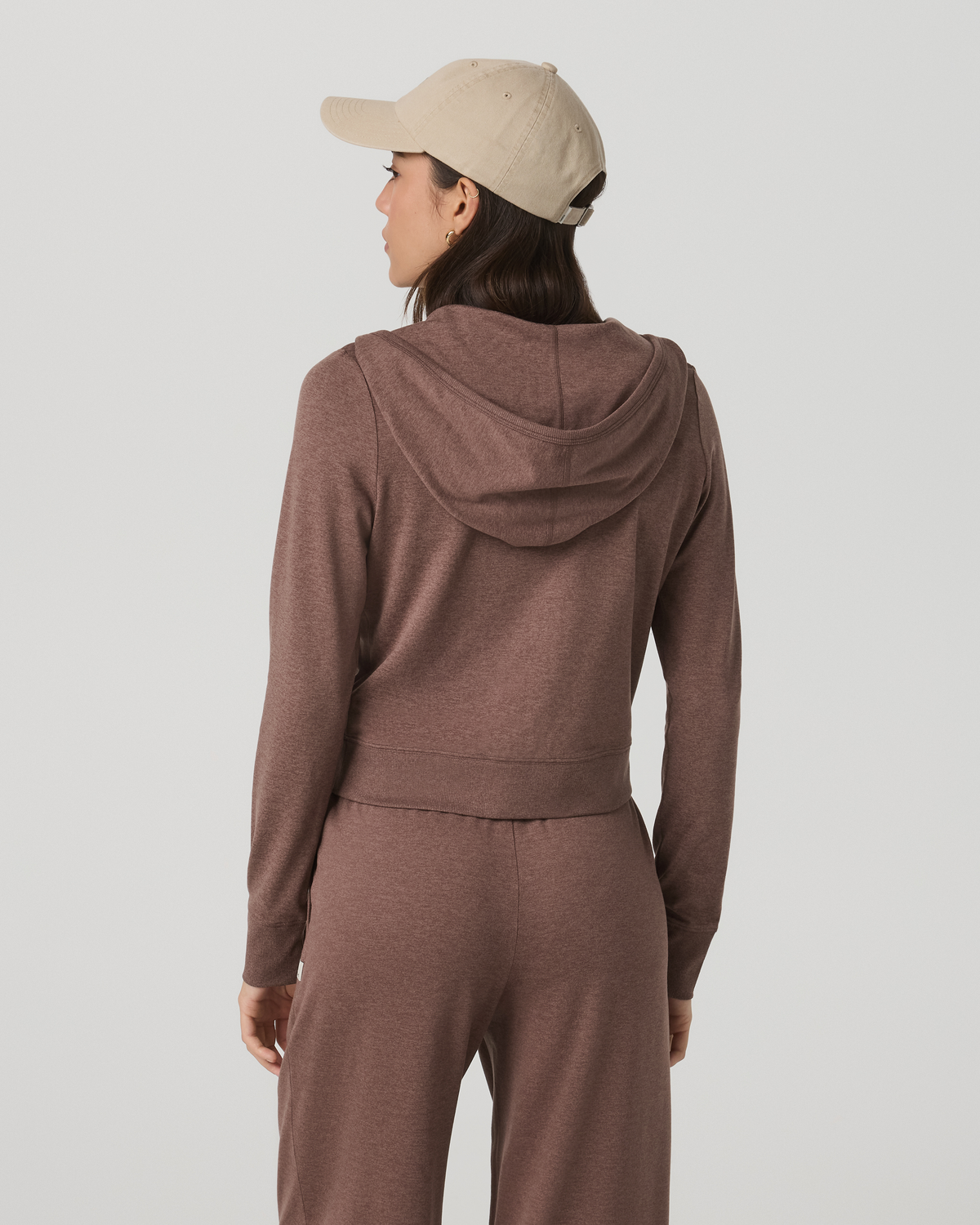 Halo Mini Full Zip Hoodie Women's Sable Heather Hoodie - Vuori