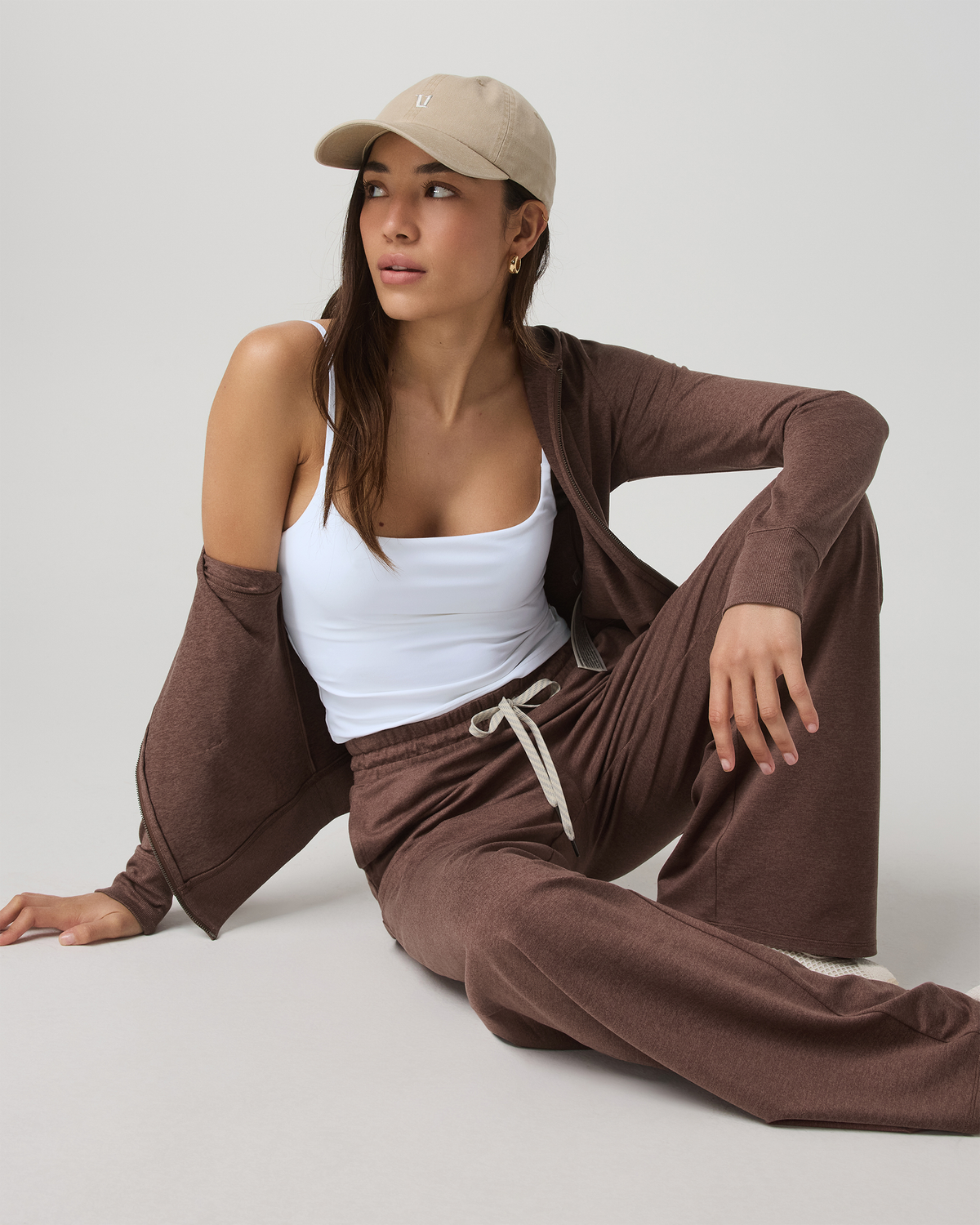 Halo Mini Full Zip Hoodie Women's Sable Heather Hoodie - Vuori