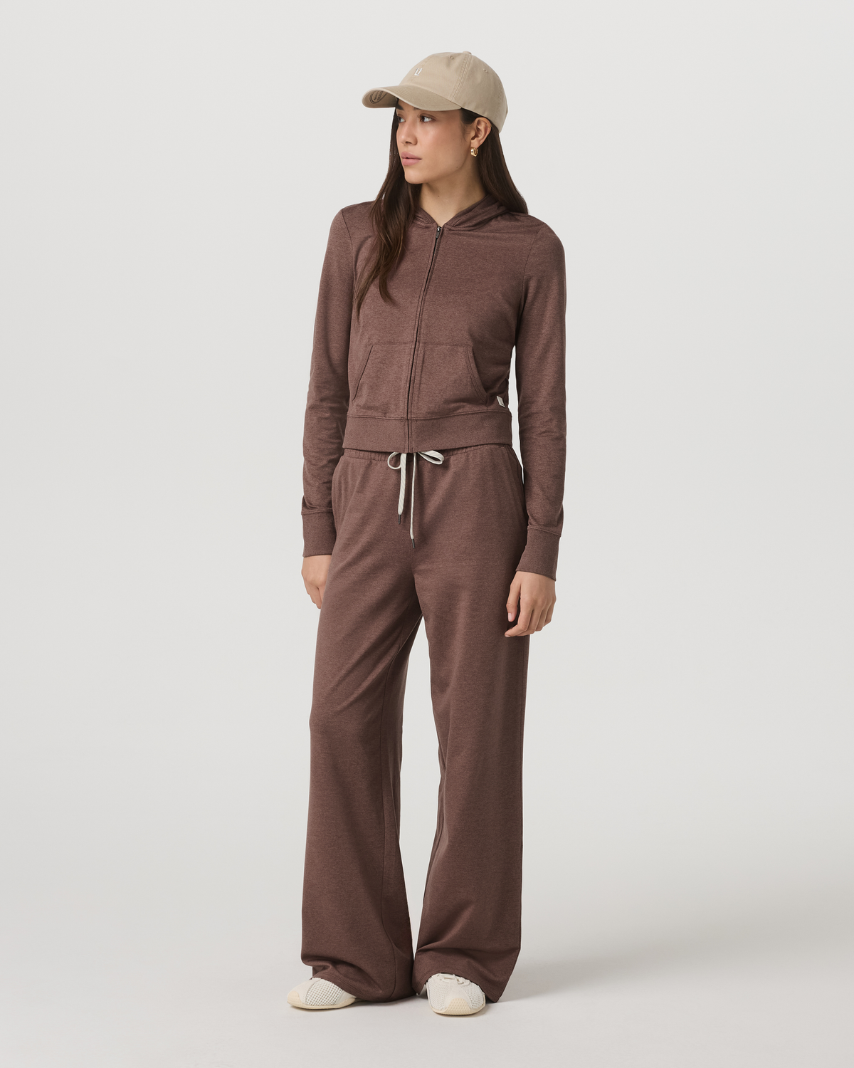 Halo Mini Full Zip Hoodie Women's Sable Heather Hoodie - Vuori