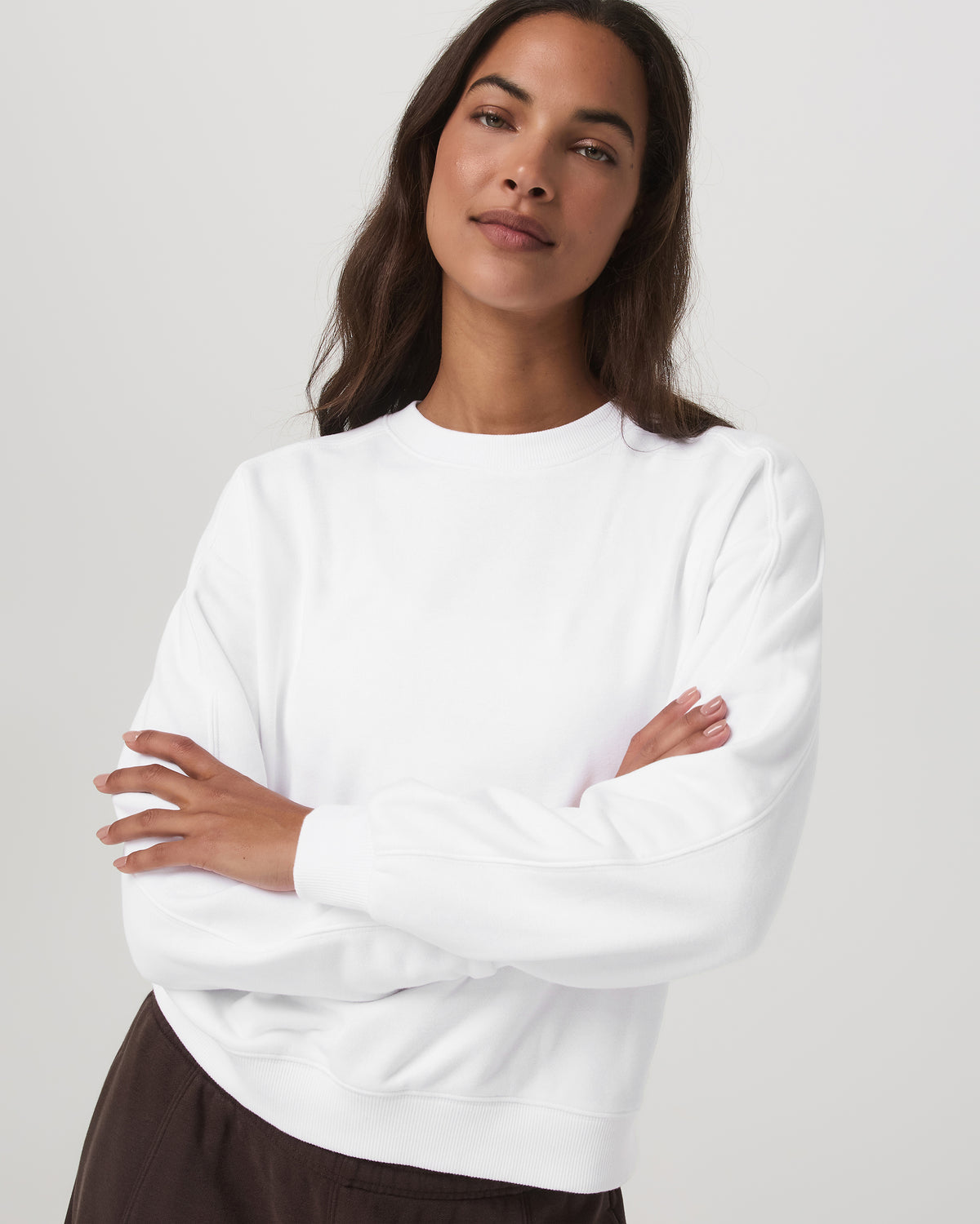 Sedona Seams Crew Women's White Fleece Sweatshirt - Vuori