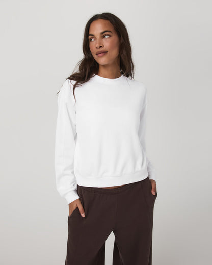 Sedona Seams Crew Women's White Fleece Sweatshirt - Vuori