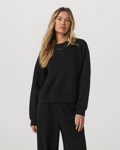 Sedona Seams Crew Women's Black Fleece Sweatshirt - Vuori