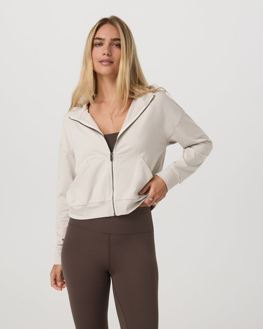 Halo Full Zip Hoodie Women's Ecru Heather Hoodie - Vuori