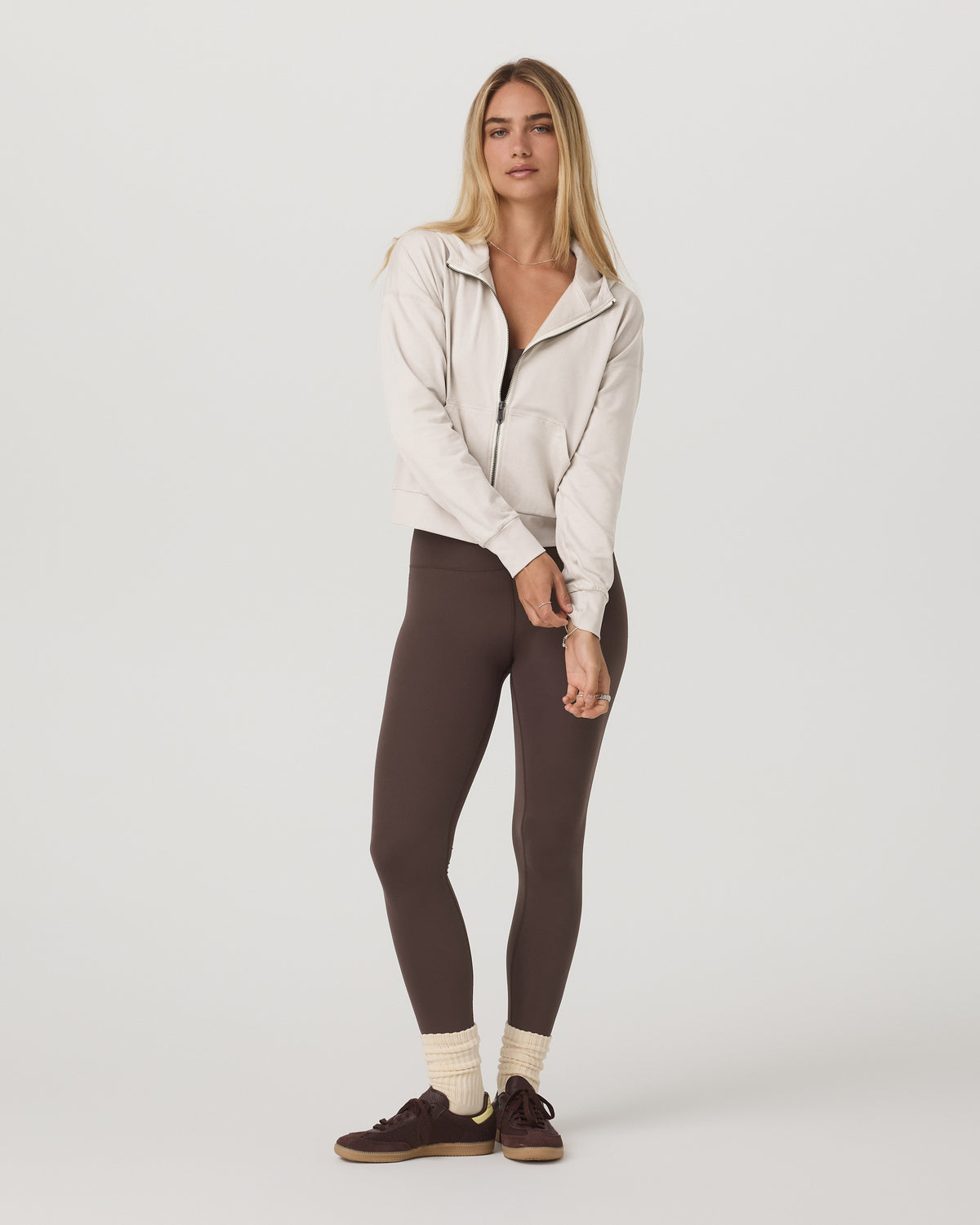 Halo Full Zip Hoodie Women's Ecru Heather Hoodie - Vuori
