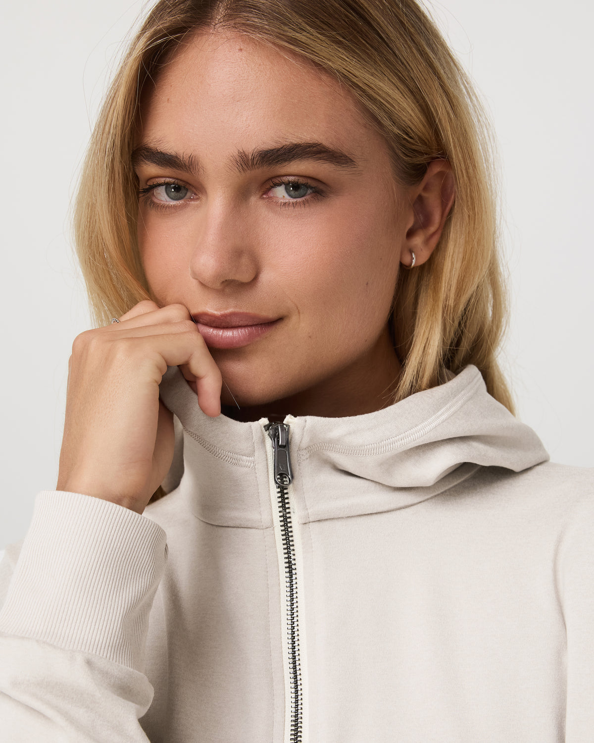 Halo Full Zip Hoodie Women's Ecru Heather Hoodie - Vuori