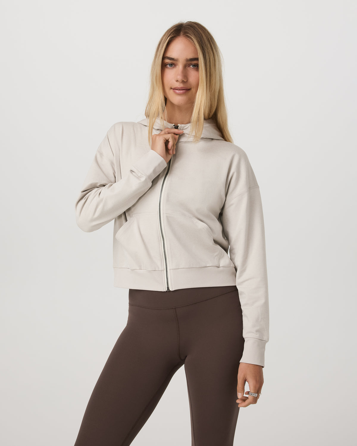 Halo Full Zip Hoodie Women's Ecru Heather Hoodie - Vuori