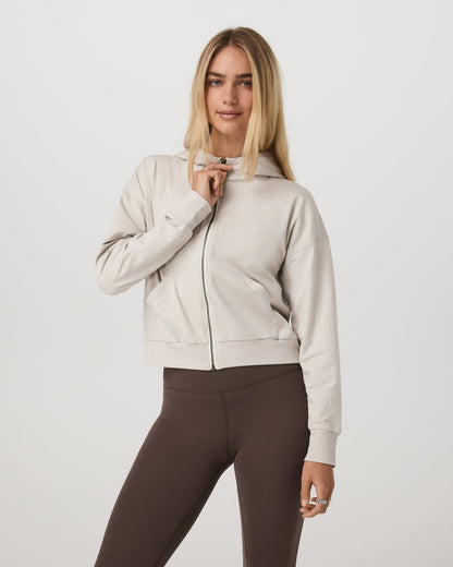 Halo Full Zip Hoodie Women's Ecru Heather Hoodie - Vuori