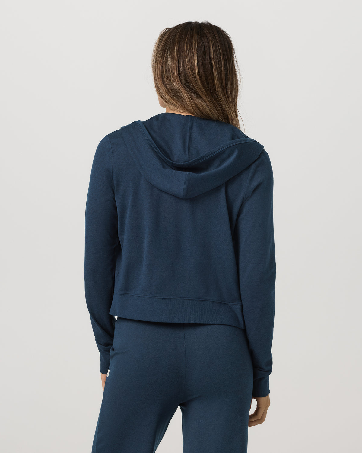 Women's Halo Mini Full Zip Hoodie Blue Coast Heather - Vuori