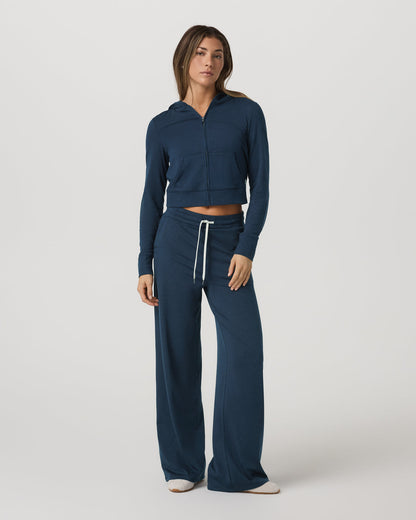 Women's Halo Mini Full Zip Hoodie Blue Coast Heather - Vuori