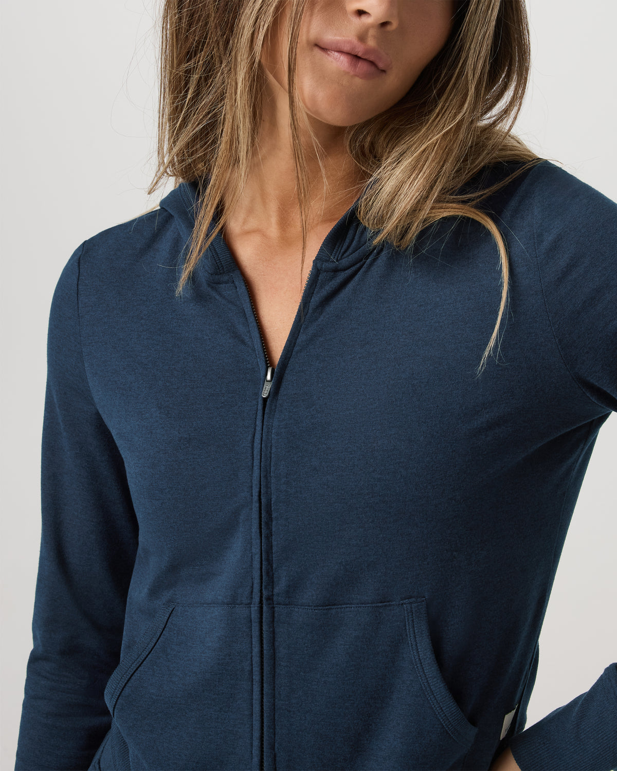 Women's Halo Mini Full Zip Hoodie Blue Coast Heather - Vuori