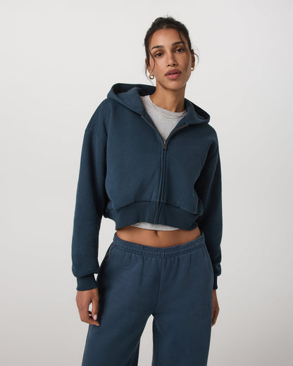 Restore Mini Full Zip Hoodie Ocean Blue Oversized Hoodie - Vuori
