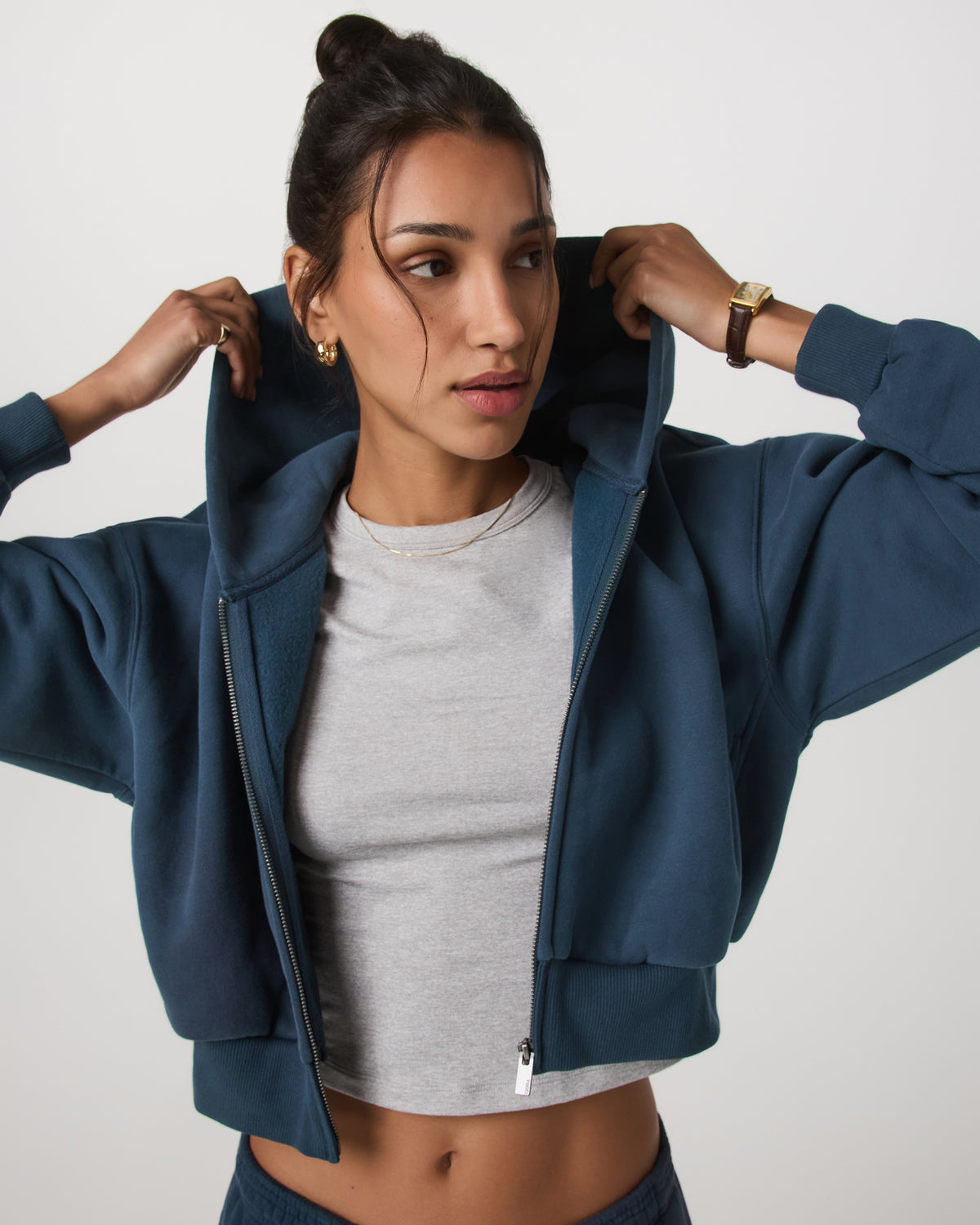 Restore Mini Full Zip Hoodie Ocean Blue Oversized Hoodie - Vuori