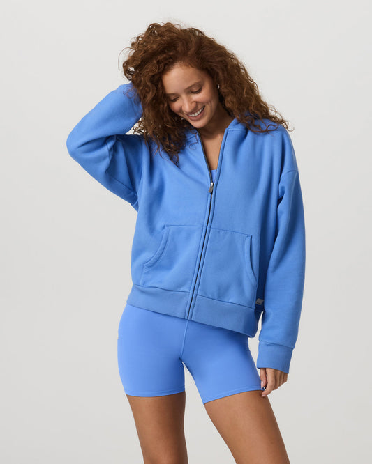 Restore Full Zip Hoodie Riviera Blue Zip-Up Sweater - Vuori