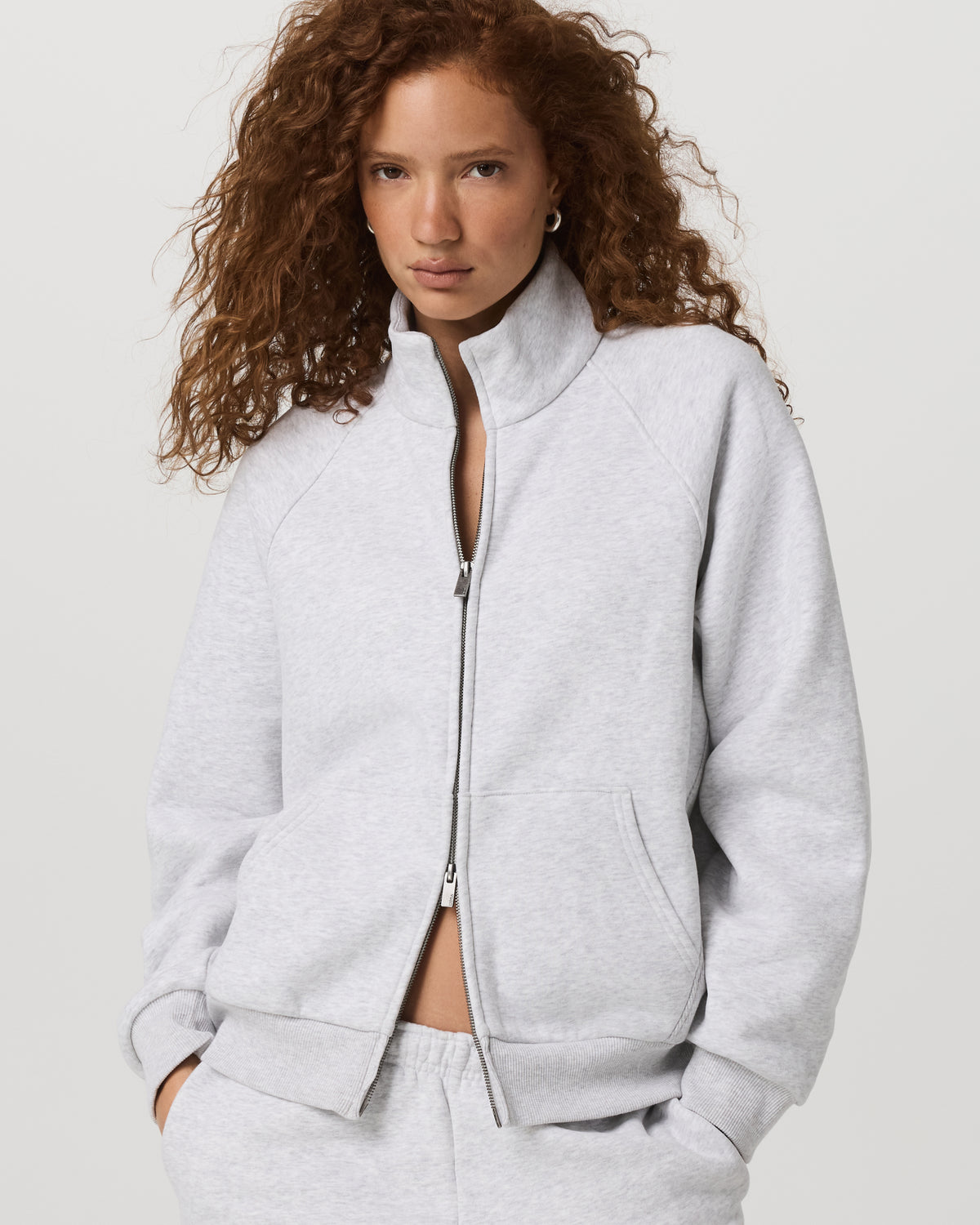 Restore Double Zip Sweatshirt Pale Grey Heather Full-Zip - Vuori
