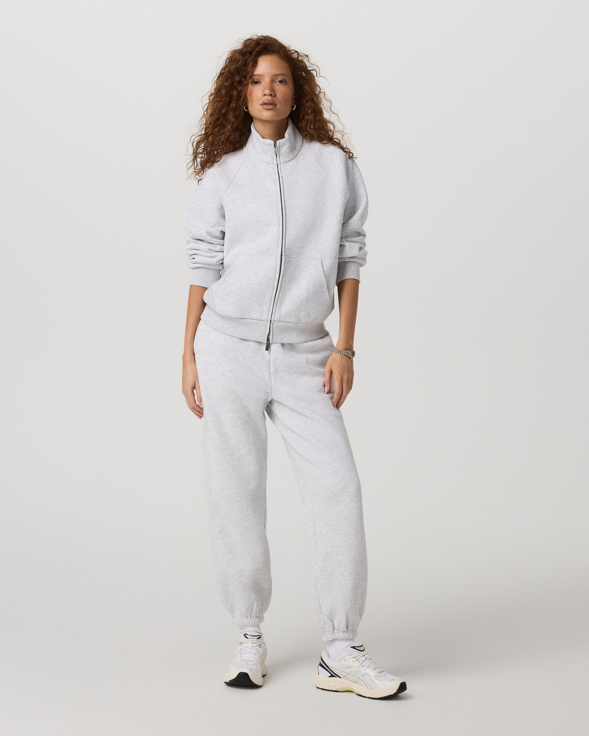 Restore Double Zip Sweatshirt Pale Grey Heather Full-Zip - Vuori