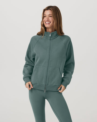 Restore Double Zip Sweatshirt Agate Green Full-Zip Fleece - Vuori