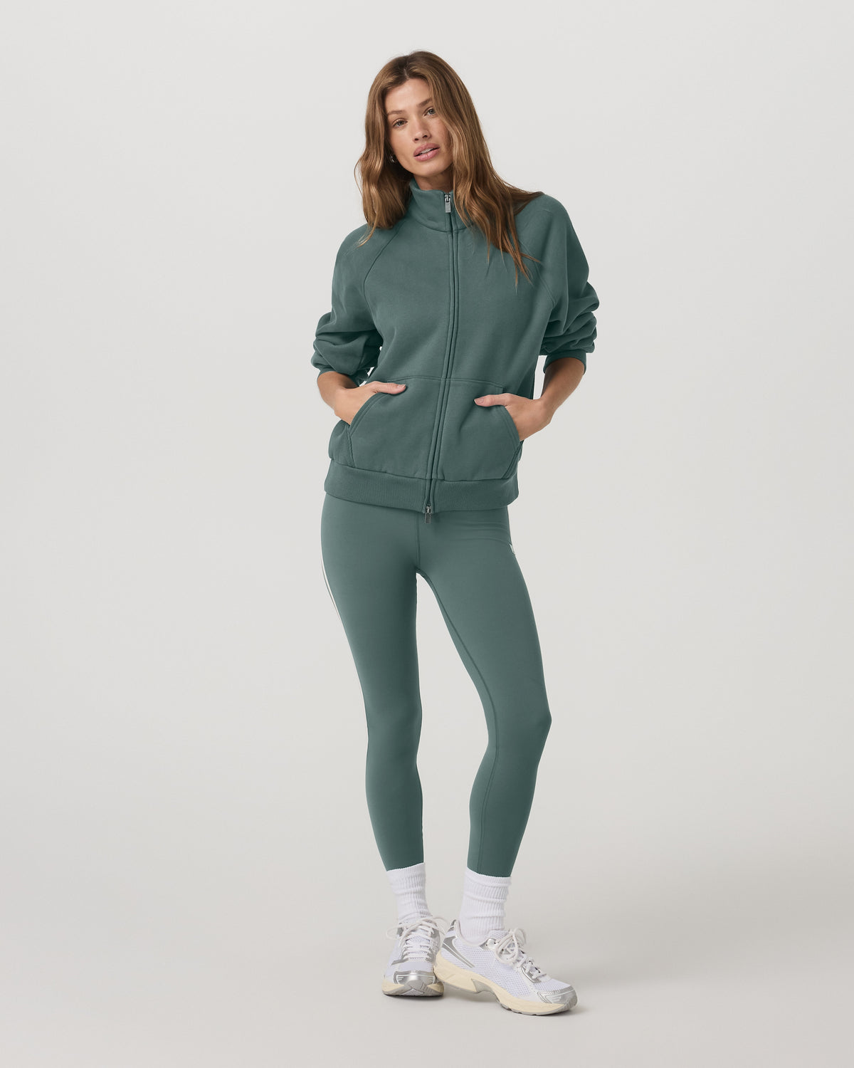 Restore Double Zip Sweatshirt Agate Green Full-Zip Fleece - Vuori