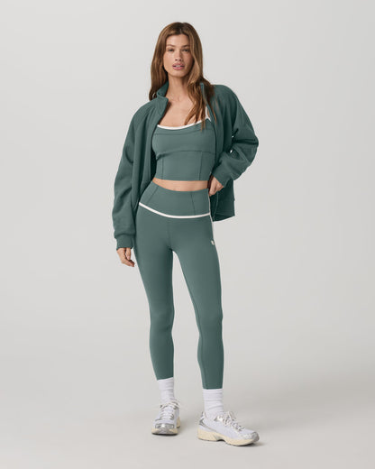 Restore Double Zip Sweatshirt Agate Green Full-Zip Fleece - Vuori