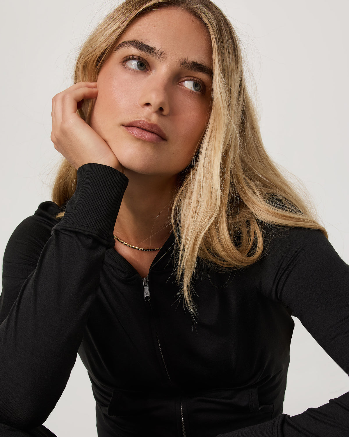 Halo Mini Full Zip Hoodie Black Heather - Vuori