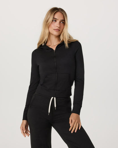Halo Mini Full Zip Hoodie Black Heather - Vuori