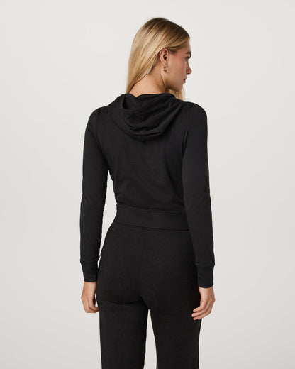 Halo Mini Full Zip Hoodie Black Heather - Vuori